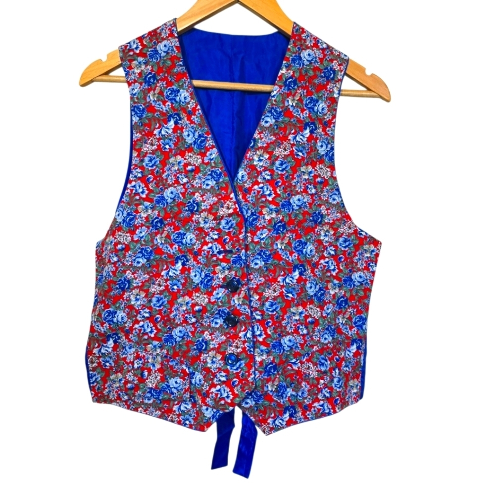 Vintage Floral Red and Blue Women's Vest